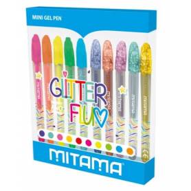 MINI BIRO GEL GLITTER E NEON 10PZ (PREZZO PER BLISTER)